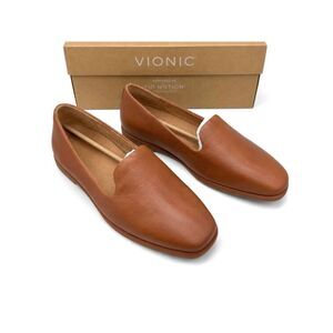 Vionic Tan Leather Slip-On Flats